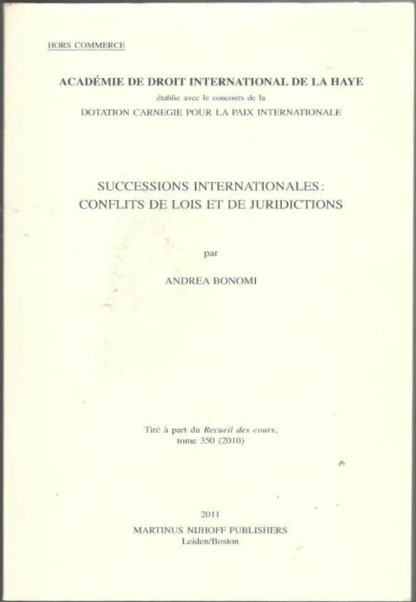 Successions internationales: Conflits de lois et de jurisdictions