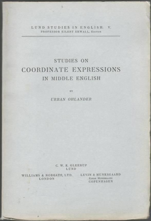 Studies on Coordinate Expressions in Middle English