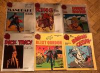 Seriebiblioteket 1-6: Mandrake 1938, King vid Gränspolisen 1938-39, Barney Baxter 1938, Dick Tracy 1940-43, Blixt Gordon 1937, Hopalong Cassidy 1953-5