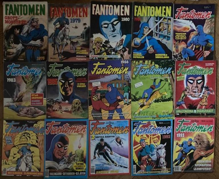 15 st Fantomen julalbum: tryckår 77-82, 84-86, 88-93