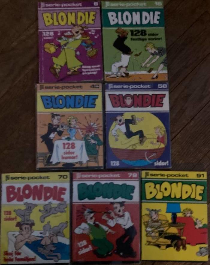 Sju Serie-pocket med Blondie (6, 16, 48, 58, 70, 78, 91)