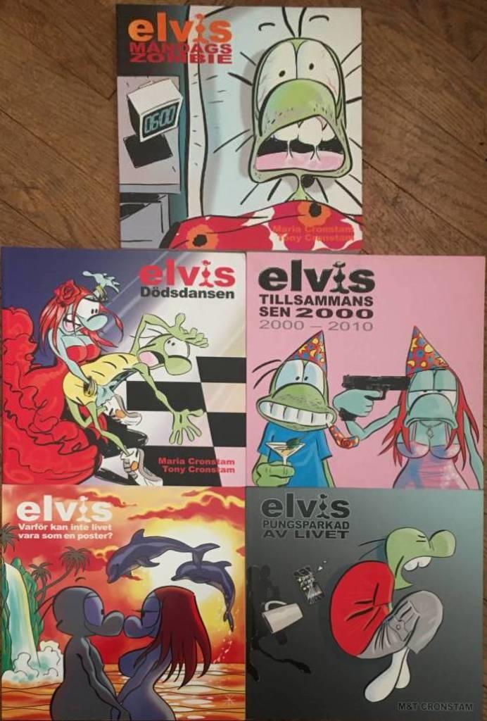 Fem album med Elvis: Måndagszombie, Dödsdansen, Tillsammans sen 2000, Varför kan inte livet vara som en poster?, Pungsparkad av livet