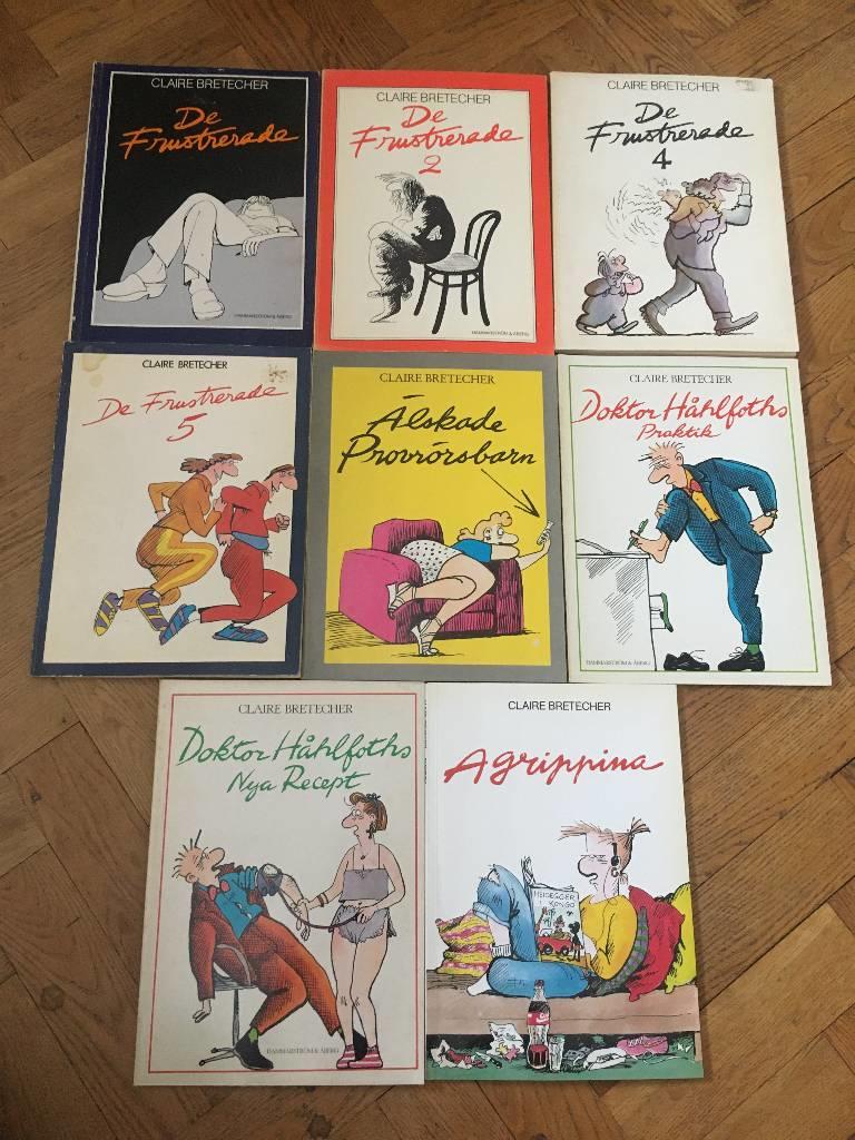 8 seriealbum: De frustrerade 1, 2, 4 & 5, Älskade provrörsbarn, Doktor Håhlfoths praktik, Doktor Håhlfoths nya recept, Agrippina