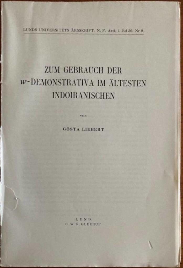 Zum Gebrauch der w-Demonstrativa im ältesten Indoiranischen.