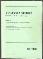 Nysvenska studier. Tidskrift för svensk stil- och språkforskning 63/1983