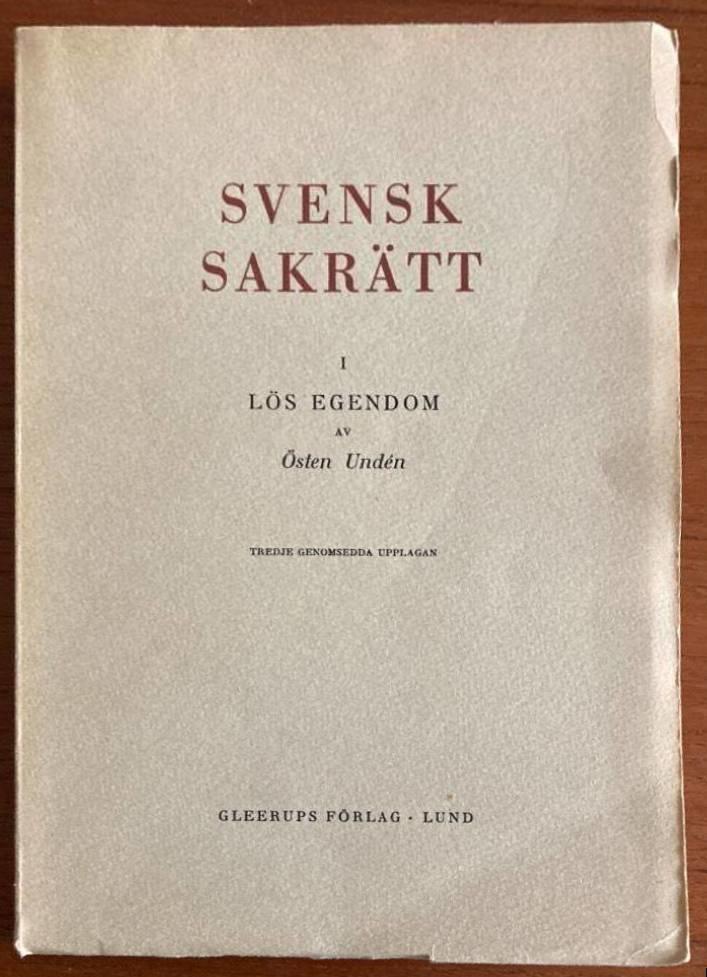 Svensk sakrätt I. Lös egendom