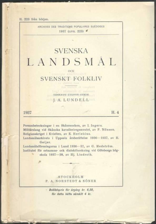 Svenska landsmål ock svenskt folkliv 1937. H. 4 (223)