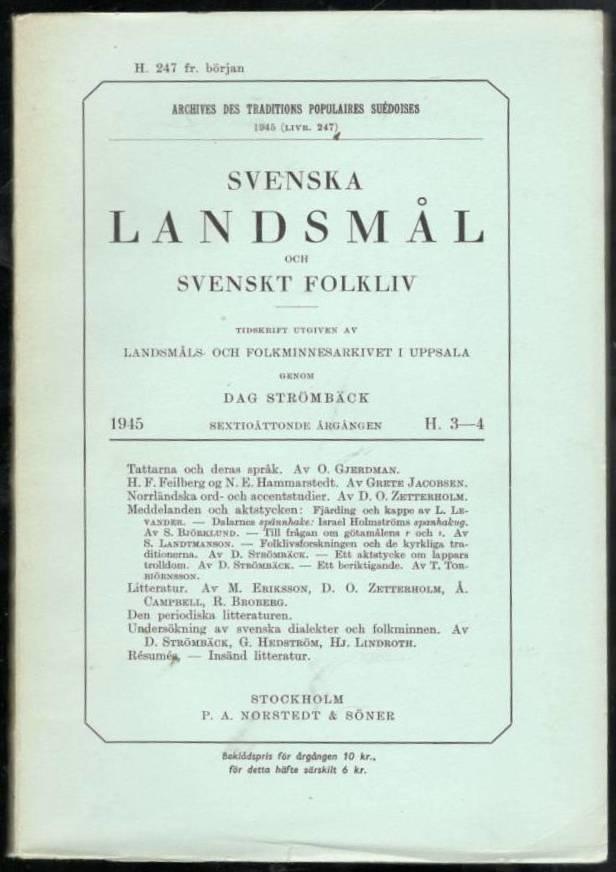 Svenska landsmål och svenskt folkliv 1945. H. 3-4 (247)