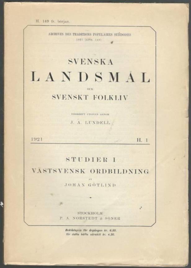 Studier i västsvensk ordbildning