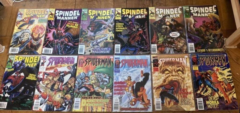 Spindelmannen 1 + 8-9/1997, 1-2 + 4 + 13/1998, Spider-Man 1 + 11 + 13/2000, 7-8/2001
