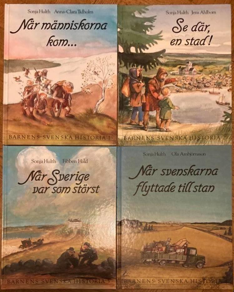 Barnens svenska historia 1-4: När människorna kom. Se där, en stad! När Sverige var som störst. När svenskarna flyttade till stan