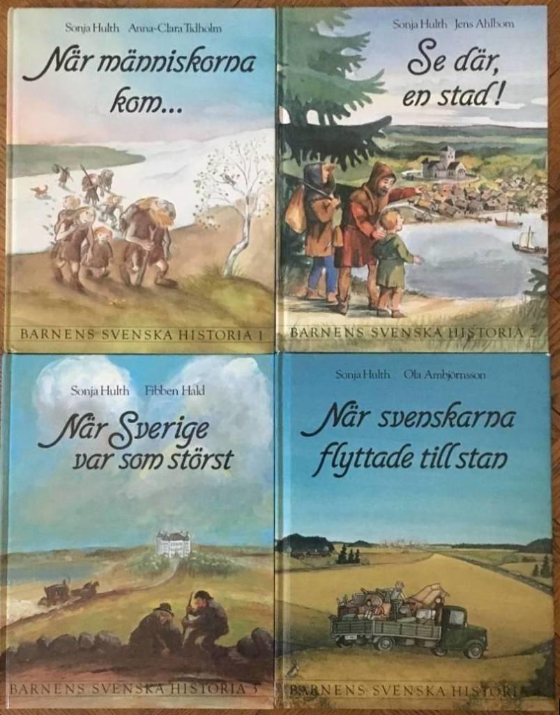 Barnens svenska historia 1-4: När människorna kom. Se där, en stad! När Sverige var som störst. När svenskarna flyttade till stan
