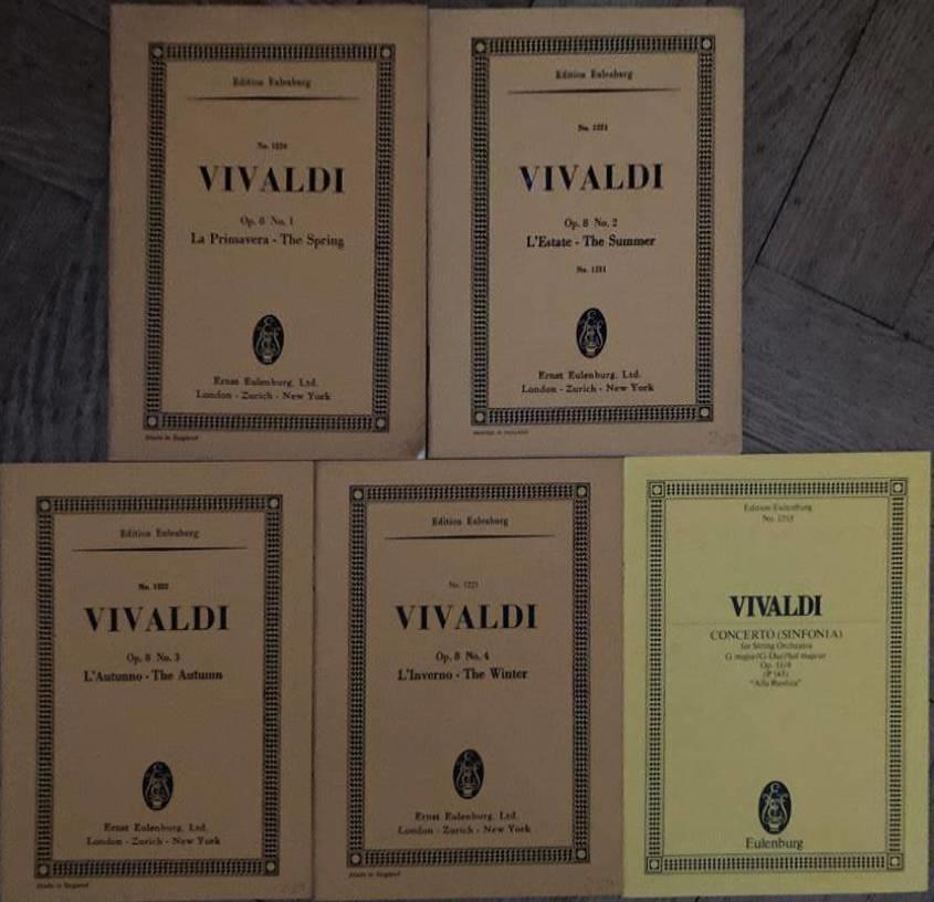 Edition Eulenburg 1220 (La Primavera - The Spring), 1221 (L'Estate - The Summer), 1222 (L'Autunno - The Autumn), 1223 (L'Inverno - The Winter), 1255 (Concerto (Sinfonia) 