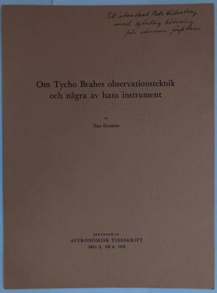 Om Tycho Brahes observationsteknik och några av hans instrument