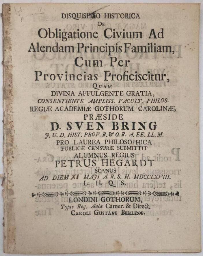 De obligatione civium ad alendam principis familiam, cum per provincias proficiscitur