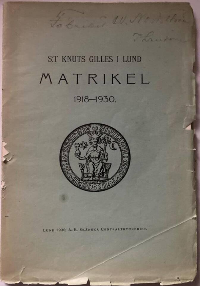S:t Knuts gilles i Lund matrikel. 1918-1930