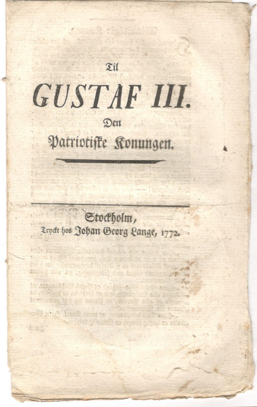 Til Gustaf III. Den Patriotiske Konungen