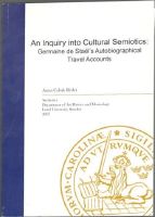 An Inquiry into Cultural Semiotics. Germaine de Staël's Autobiographical Travel Accounts 