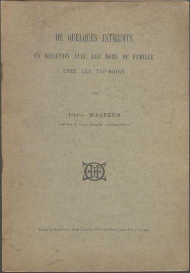 De quelques interdits en relation avec les noms de famille chez les Tai-Noirs 